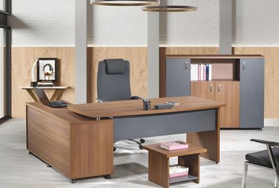 Gruppe Büro Eckbürotisch Arbeitszimmermöbel Schrank 3Tlg Holz Braun