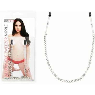 LUX FETISH Adjustable Tweezer Nipple Clips with Chain