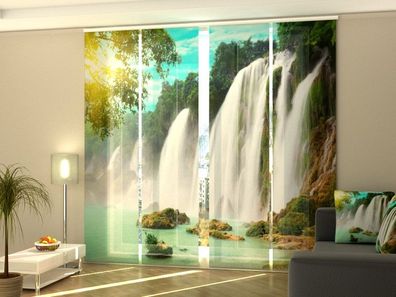 Foto-Schiebegardine Wasserfall in Vietnam, Flächenvorhang mit Motiv, Gardine auf Maß