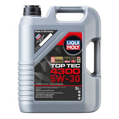 Liqui Moly Top Tec 4300 5W 30 Premium Hightech Leichtlaufmotoröl 5L
