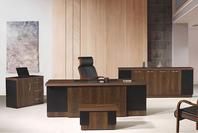 Bürotisch Büromöbel Komplettbüro Schreibtisch Set 4Tlg Holz Braun Büro