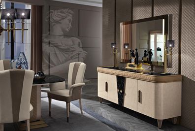 Möbel Kommoden Schrank Design Luxus Sideboard 2Tlg. Kommode Mit Spiegel Konsole