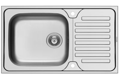 Küchenspüle 86x50cm, Einbauspüle Dorian, Hahnloch, Abtropffläche