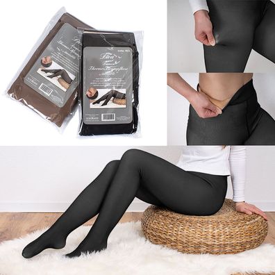 Da Strumpfhose Warm gefüttert Thermo Innenfleece Thermostrumpfhose XS/S Schwarz