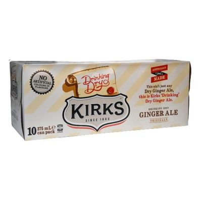 Kirks Dry Ginger Ale Karton - Australian Import 10x375 ml