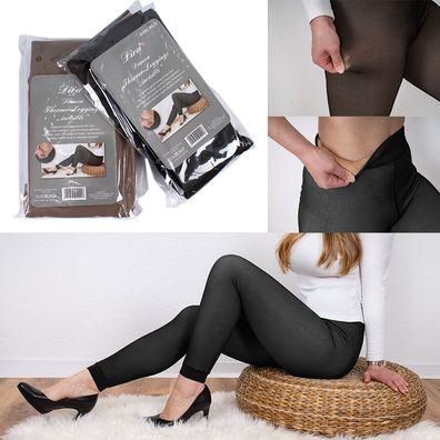 Da Leggings Thermo Leggings Laufhose Warm gefüttert Winter Fleece Schwarz XS/S