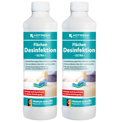 2 x HOTREGA® Flächen Desinfektion -Ultra- mit Spitz-Einsatz, 500 ml