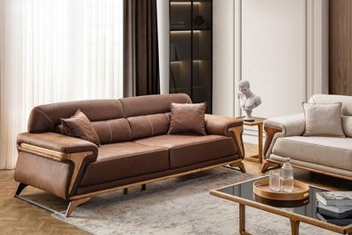 Stilvoll 3-Sitzer Sofa Exklusive Braun Farbe Luxus Möbel In Wohnzimmer