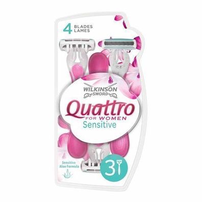 Wilkinson Quattro Für Damen Empfindliche Rasierklingen, 3 Stück