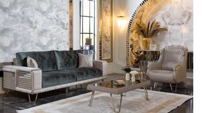 Wohnzimmer Komplette Sitzgarnitur Dreisitzer Couch Einsitzer 2Tlg Set