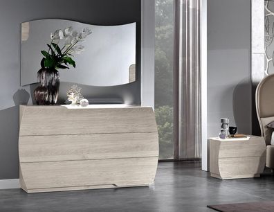 Garnitur Gruppe Holz Schlafzimmer Design Schrank Set Kommode Spiegel Kommoden