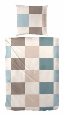 Westminster Biber Bettwäsche 135x200 Karo silber puder braun 172162-75