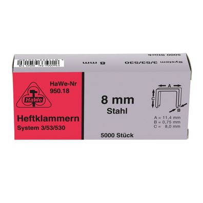 HaWe Klammern Typ 53 Stahl 8 mm (1000 Stück)