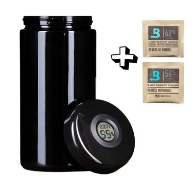 Humidor Curing-Jar mit Hygropack (58% & 62%) – Geruchsdichtes Glas mit Hygrometer