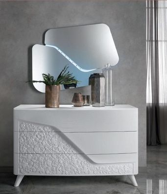 Luxus Set 2Tlg Kommode Spiegel Kommoden Holz Konsole Modern Design Weiß Neu