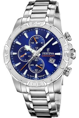 Festina Herrenuhr Chronograph Stahl/Blau F20704/2