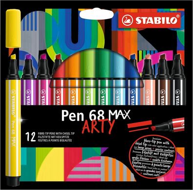 Stabilo Premium Filzstifte Pen 68 MAX ARTY dicke Keilspitze Filzstift 4er 12er