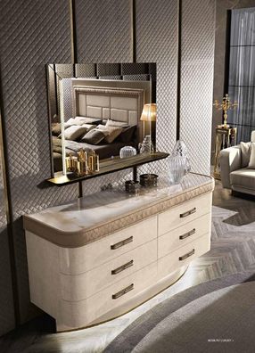 Kommode Mit Spiegel Sideboard Kommoden Set Italienische Möbel 2Tlg. Schrank Holz