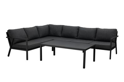 Garten-Set Rana No.3, Schwarz Sofa: 224x291/88x84 cm / Tisch: 137x77x50 cm