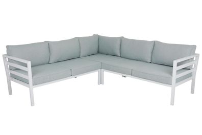 Gartenecksofa Weldon mit Kissen, Hellgrau 226x226x80 cm