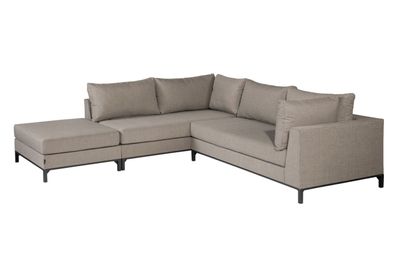 Gartenecksofa Sicilie mit Kissen Links, Taupe 262x246x60 cm