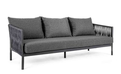 3-Sitzer Sofa Florencia mit Kissen, Anthrazit 220x85x86 cm