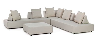 Gartenlounge Sofa Piper mit Kissen und verstellbarer Réckenlehne, Sand 290x290x64 cm