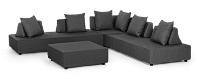 Gartenlounge Sofa Piper mit Kissen und verstellbarer Réckenlehne, Anthrazit 290x290x6