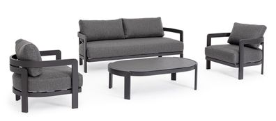 Garten-Set Presly 4er-Set aus Aluminium, Anthrazit Sessel: 75x78x80 cm / Sofa: 185x78