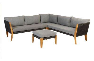 Gartenecksofa San Remo mit Kissen und Couchtisch, Grau 240x240x70 cm