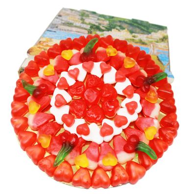 Fruchtgummi Herz Pizza mit süße Herzen in rot rosa weiß 500g