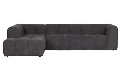 Ecksofa Grid aus Chenille-Gewebe Links, Grau 298x95/225x68 cm