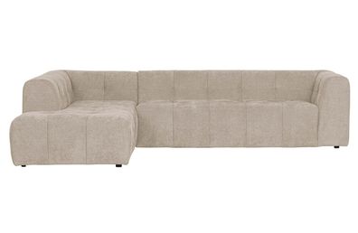 Ecksofa Grid aus Chenille-Gewebe Links, Beige 298x95/225x68 cm