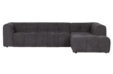 Ecksofa Grid aus Chenille-Gewebe Rechts, Grau 298x95/225x68 cm