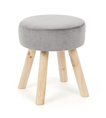 Hocker Adeline in Samt-Optik, Grau 34x34x38 cm