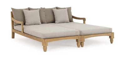 Daybed Bali aus Teakholz, Hellgrau 174x206x79 cm