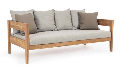 Gartensofa Kobo aus Teakholz, Hellgrau 190x90x79 cm