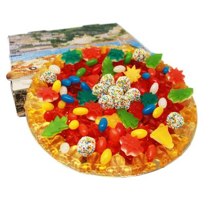 Fruchtgummi Weihnachtspizza im Pizzakarton luftdicht verschweißt 500g
