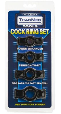 TitanMen Cock Ring Set 4pcs black