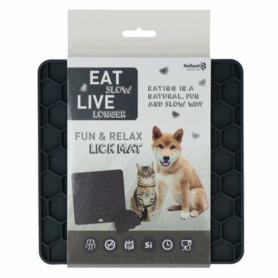 Eat Slow Live Longer Lick Mat Honeycomb Grau