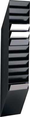 Prospekthalter H1115xB240xT135mm Anz. Fächer 12 A4 hoch Polystyrol schwarz
