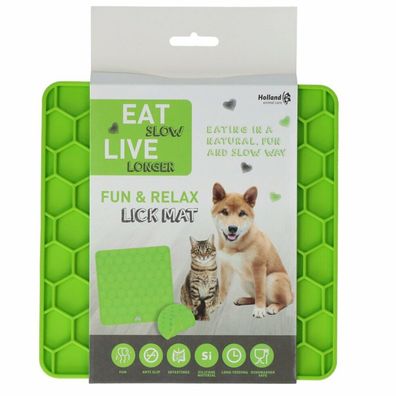 Eat Slow Live Longer Lick Mat Honeycomb Grün