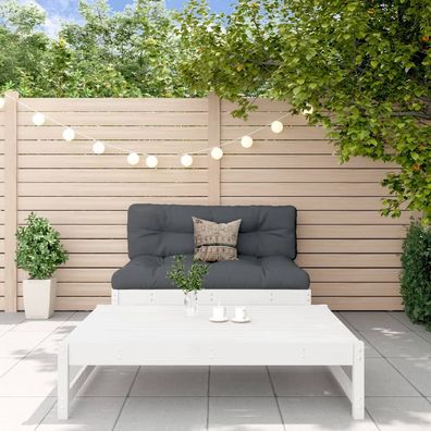 vidaXL 2-tlg. Garten-Lounge-Set Weiß Massivholz Kiefer