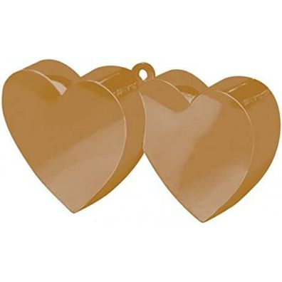 Double Heart Gold Balloon Weights