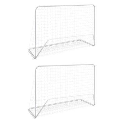 vidaXL Fußballtore 2 Stk. mit Netzen 182×61×122 cm Stahl Weiß