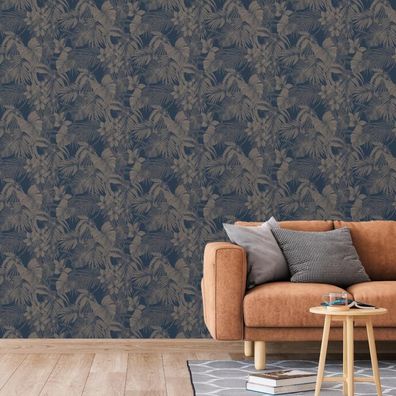 DUTCH Wallcoverings Tapete Joelle Silbern und Blau