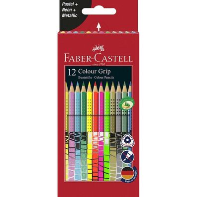 Color Set Faber-Castell Grip Pastel, Neon And Metallic 12 Pieces Fc-201569