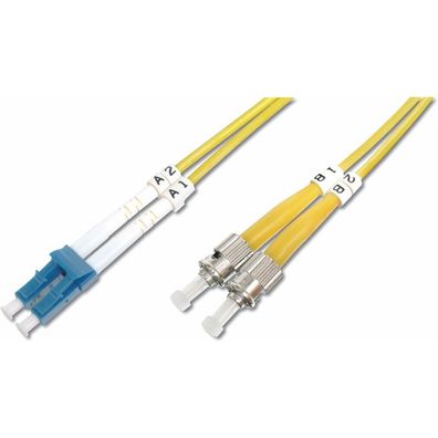 Digitus 5m Lc / St Fiber Optic Cable Os2 Blue, hite, ellow