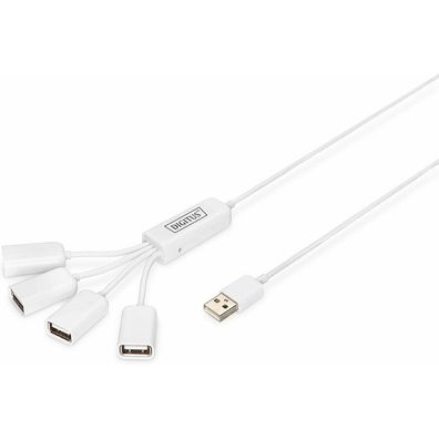 Digitus Slim Spider Usb Hub [2.0, 4-Port, White, Cable]