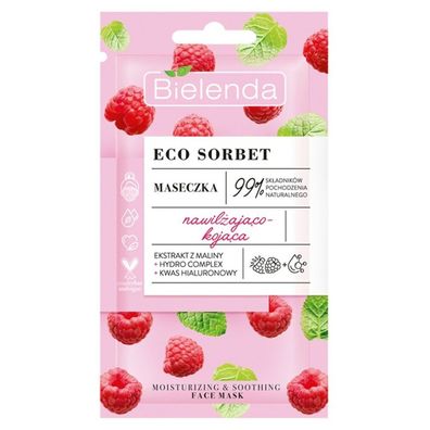 Bielenda Eco Sorbet Himbeere feuchtigkeitsspendende und beruhigende Gesichtsmaske 8g